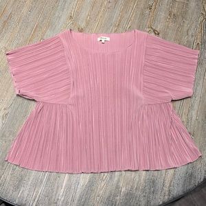 Madewell Pink Pleated Swing Airy Blouse